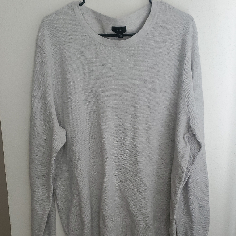 J. Crew Cotton Cashmere Blend Light Gray Crewneck Pullover NWOT Men's Sz L